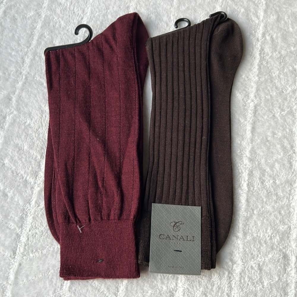 (2) CANALI Ribbed (1)Wool Blend and (1) Cotton Dress Socks - Picture 2 of 9